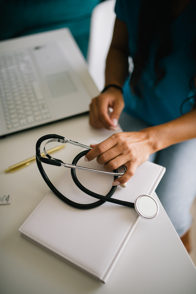 Medical professional preparing for a consultation